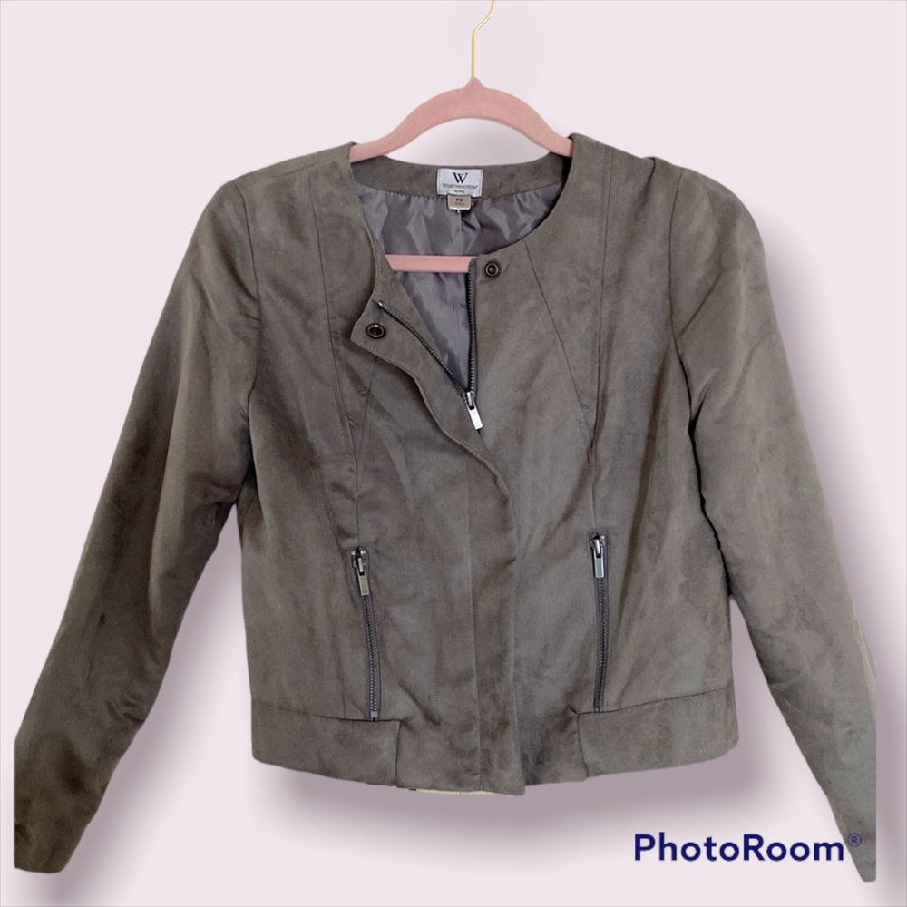 Worthington Gray Suede Fitted Jacket